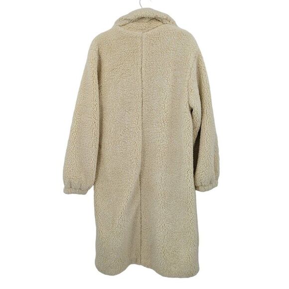 Free People Tessa Teddy Coat M Cream Faux Fur Longline Duster Glam OB1064886 - Picture 10 of 14